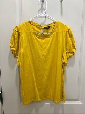 J. Crew Yellow Puff-Sleeve Tee - Golden Yellow Women's Top 100% Cotton
